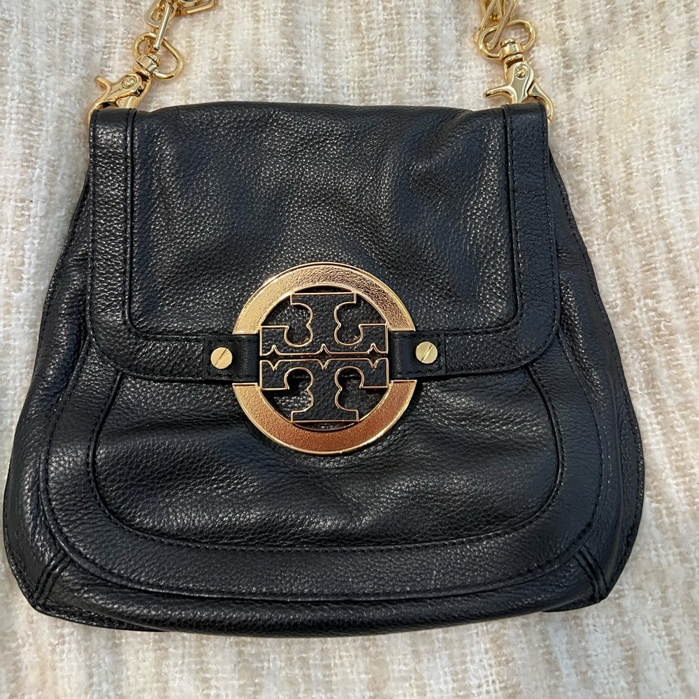 Black leather Tory Burch cross body bag